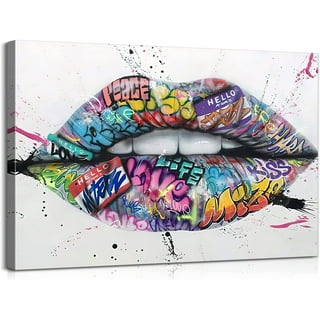 Louis Vuitton Lips (Purple) Fashion Glam Pop Art Modern Graffiti Wall Art
