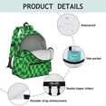 thumbnail image 4 of Green and Black Wavy Checkered Backpack for School, Cute School Bag with Adjustable Shoulder Straps and Padded Back, 13.4"x11"x4.7", 4 of 5