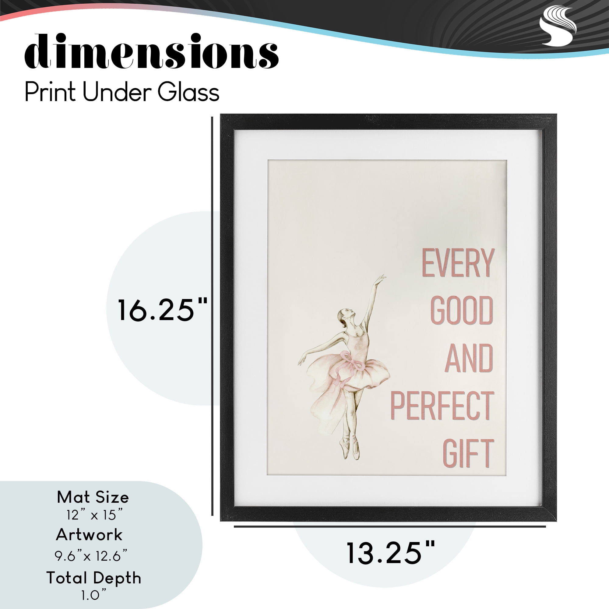 Good & Perfect Gift Ballerina Black Framed Print Under Glass, design by Kim Allen