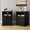 Black-2PCS, variant on Nightstand with Drawers for Bedroom, Farmhouse End Table with Charging Station, 2 Drawers Storage for Bedroom, White