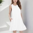 thumbnail image 3 of Ugoldhm Girls Sleeveless Pleated Neck Swing Dress with Pockets - Casual Comfy Summer Tank Dress (5-15 Years), 3 of 8