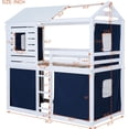 thumbnail image 2 of Twin Over Twin Bunk Bed, Wood Twin Size Bunk House Bed with Tent and Windows, 2 of 8