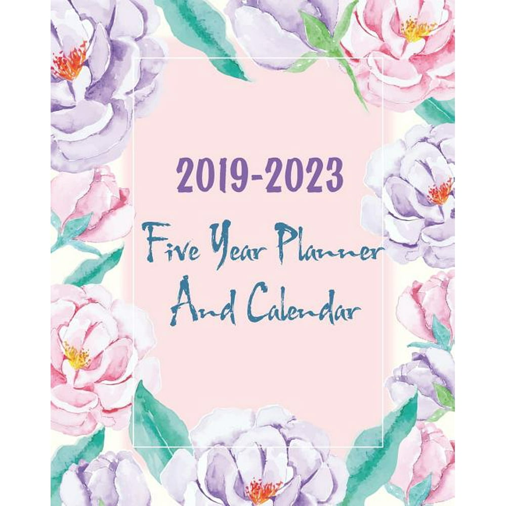 2023 Calendar Cover 20192023 Five Year Planner and Calendar Watercolor Purple Floral Cover, 60 Months Calendar