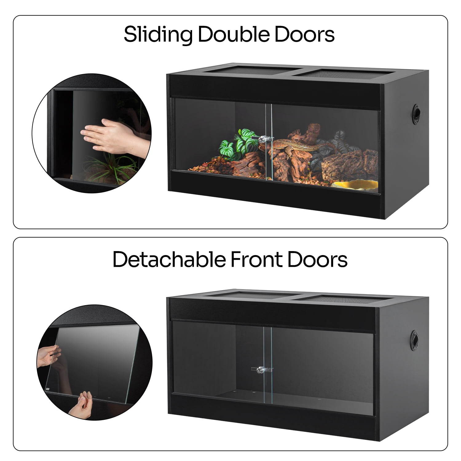GUZZLO 40 Gallon PVC Reptile Enclosure, 36x18x18 , Black - Walmart.com
