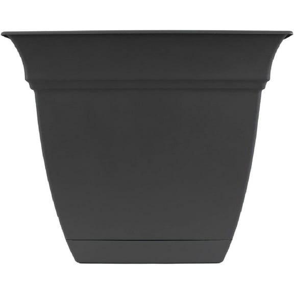 HC Companies Eclipse Square Planter - Plastic, Drainage Holes - 8", Warm Gray, Indoor/Outdoor