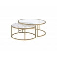 thumbnail image 1 of 36" X 36" X 16" Faux Marble Gold Metal Engineered Wood 2Pc Pk Nesting Table Set, 1 of 1