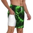 thumbnail image 3 of Balery Green Lightning Mens Swim Trunks Swim Shorts for Men Quick Dry Inseam Beach Shorts with Compression Liner Pocket-Medium, 3 of 9
