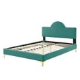 thumbnail image 5 of Platform Bed Frame, King Size, Teal Blue, Velvet, Modern Contemporary, Bedroom Master Guest Suite Room, 5 of 10