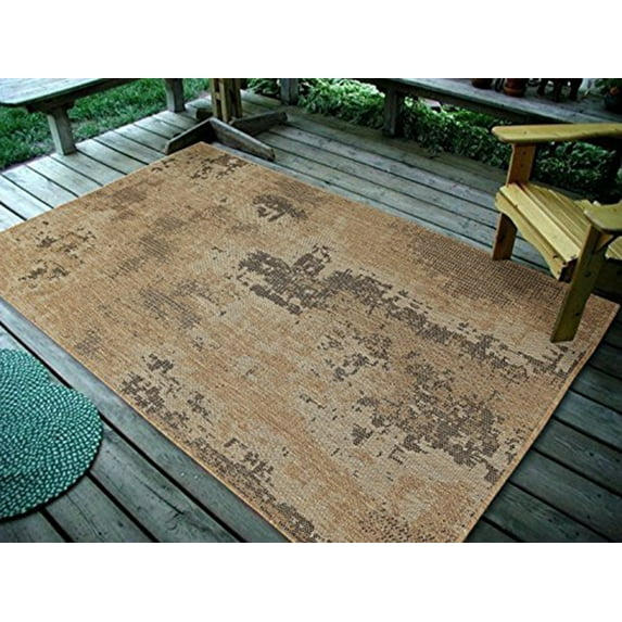 3'3" x 5' Vintage Faded Design, Natural Beige Indoor & Outdoor Rug-1126