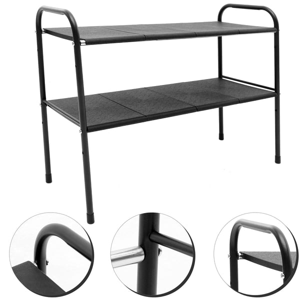 NUOLUX 1Jgo Estante Telescópico Negro Con Doble Nivel Para Organizar Especias Y Utensilios De Cocina
