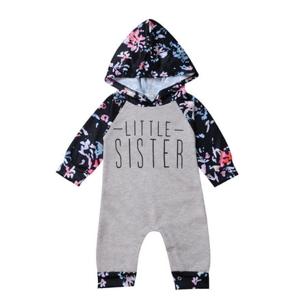

Toddler Baby Girl Sister Clothes Hooded Sweatshirt Long Sleeve Jumpsuit Outfit Sets