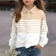 thumbnail image 4 of Riecok Basic Shirts for Girls Lapel Collared Striped Button up Blouse Long Sleeve Lightweight Basic Trendy Tops, 4 of 6