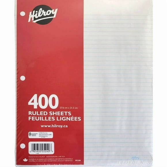 Hilroy® Refill Paper Ruled, 400 Sheets, Refill Paper, Refill Paper Ruled