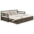 thumbnail image 4 of Modern Sofa Bed with 2 Storage Drawers, Wood Twin XL Size Storage Daybed with Trundle for Bedroom, Guest Room, No Box Spring Required, Grey, 4 of 7