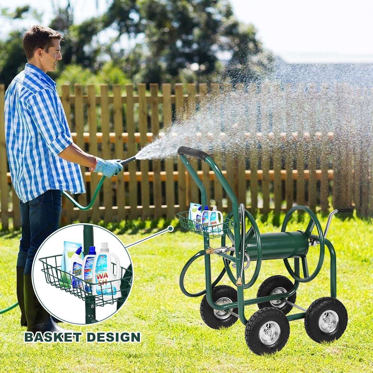 Buy Dkeli Hose Reel Cart Garden Hose Carts with Wheels Heavy Duty