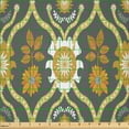 thumbnail image 2 of Ambesonne Floral Fabric by the Yard Microfiber, Oriental Ornamental Boho Art, 1 Yard, Amber Khaki and Grey, 2 of 2