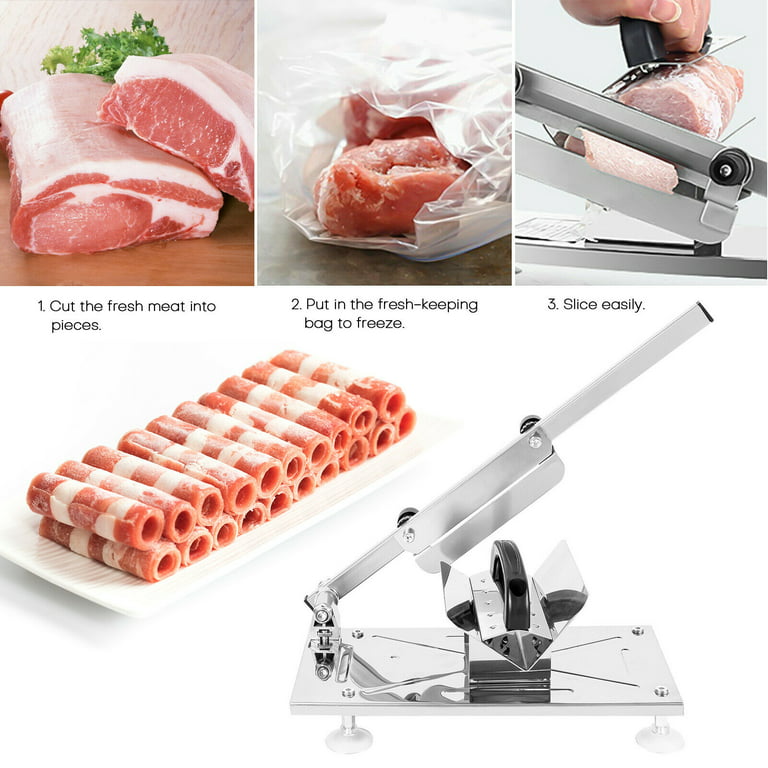 Meat slicers for Home use, Manual Frozen Stainless Steel meat slicer  machine, 17cm Alloy blade / Multi-function Cutting Machine, Suitable for