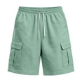thumbnail image 6 of Resicozy Cargo Shorts for Men Cotton Summer Casual Work Shorts Drawstring Elastic Waist Stretch Bottoms with Pockets Light Green XL, 6 of 7
