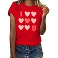 thumbnail image 3 of Womens Valentines Graphic Tees Cute Love Heart Short Sleeve Tshirt Crew Neck Casual Romantic Valentine Tee Tops, 2XL Red, 3 of 7