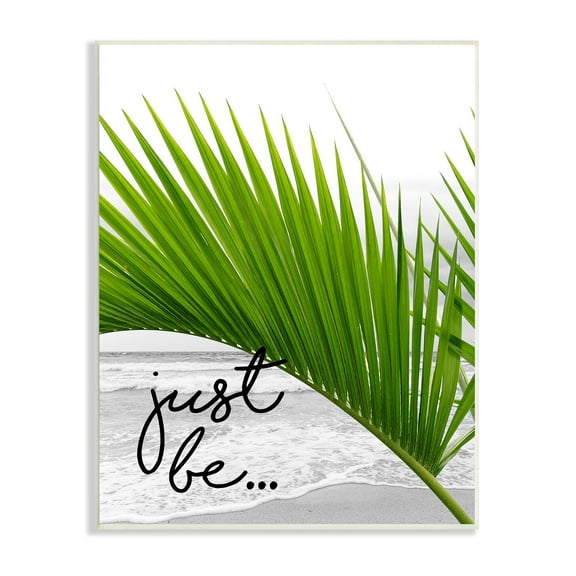 Stupell Industries Just Be Soothing Green Palm Seaside Ocean Shore Graphic Art Unframed Art Print Wall Art, Design by J. Weiss