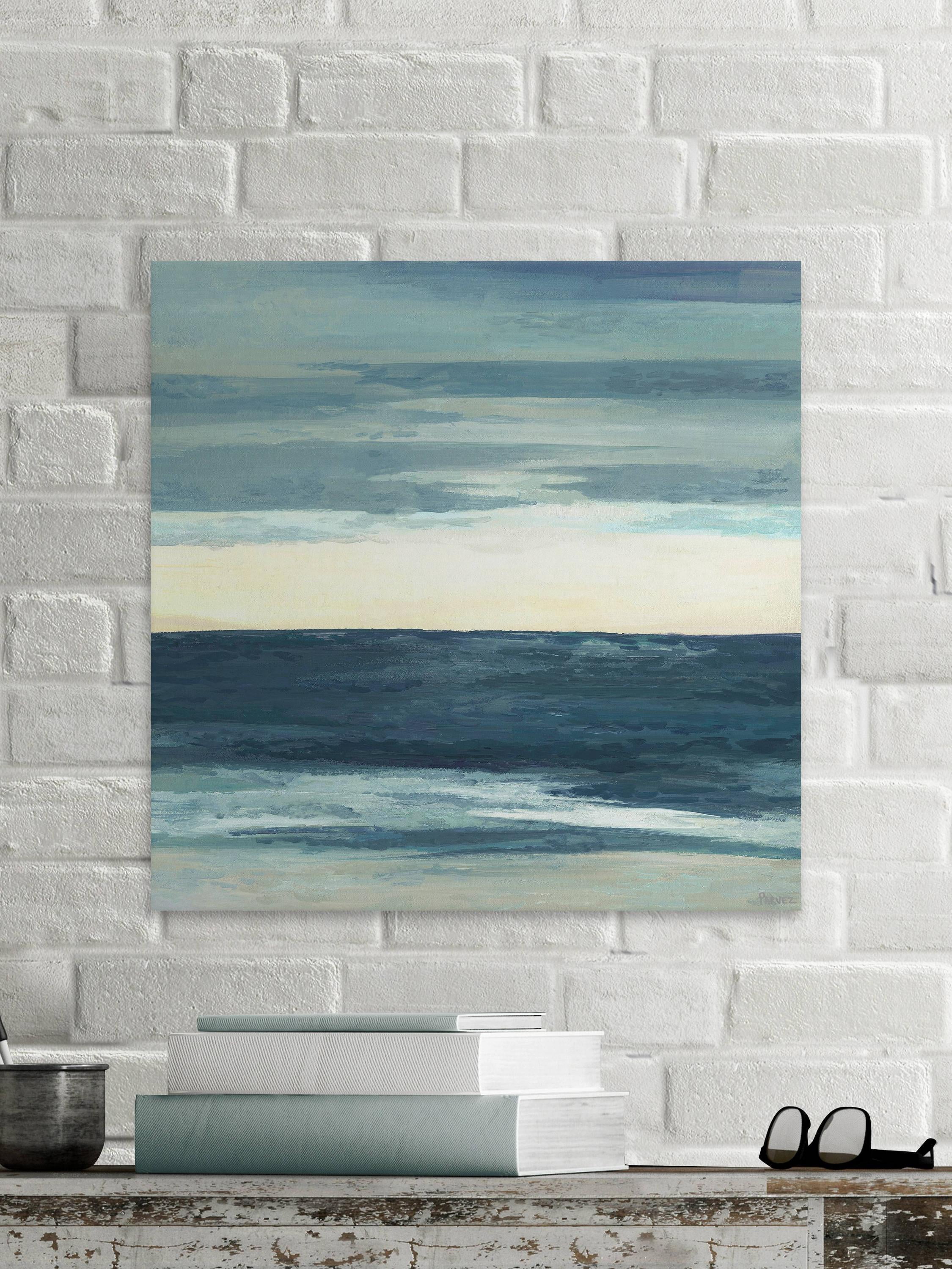 Parvez Taj "Deep Blue Waves" Painting Print on Wrapped Canvas