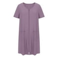 thumbnail image 6 of WMTBSRSW Zip Up Robes for Women Solid Short Sleeve Zipper House Coat Knee Length Bathrobes Lightweight Ladies Comfy Nightgown with Pocket S-XXL, 6 of 6