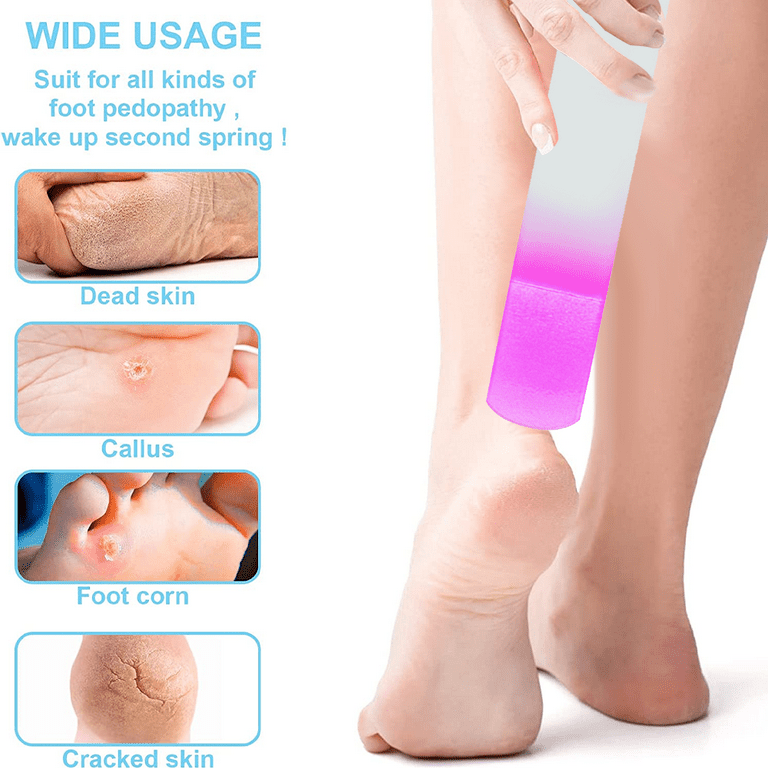 Set of 2pcs Manual Nano Glass Foot File Foot Callus Remover Dead Skin  Removal Tool Blue and Pink