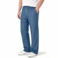 thumbnail image 2 of UVEASISHA Straight Leg Jeans for Men Button Elastic Waist Faux Denim Pants Solid Casual Summer Pants Fashion Hipster Streetwear Trousers with Pockets Sky Blue XXL, 2 of 7