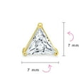 thumbnail image 5 of Bling Jewelry Unisex Triangle CZ Stud Earrings for Men, Yellow Gold Sterling Silver, 3 Prong Set, 5 of 6