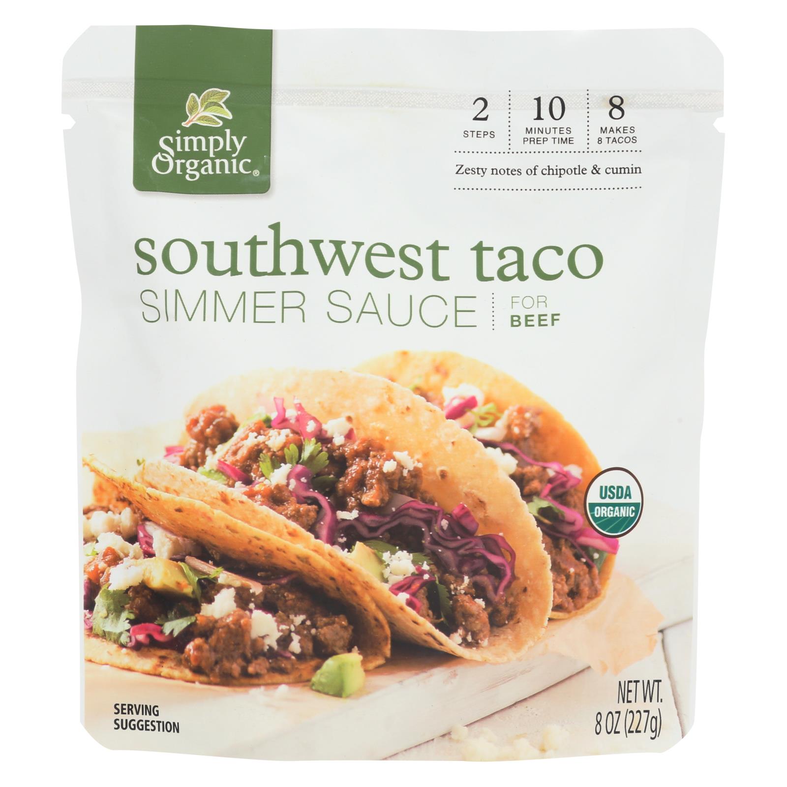 Simply Organic Southwest Taco Simmer Sauce Certified Organic 8 Oz Pouch Walmart Com