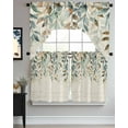 thumbnail image 3 of Green Brown Botanical Swag Valance and Tier Curtains 36'' Length Set, Farmhouse Eucalyptus Leaves Rustic Light Filtering Kitchen Curtains, Tier Curtain Valances for Bathroom/Living Room/Bedroom/Café, 3 of 6