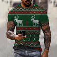 thumbnail image 1 of Camiseta con estampado 3D de Papá Noel y alce navideño para hombre, ropa informal suelta con cuello redondo, camisetas de verano, pantalón corto informal, Tops de manga, ropa para hombre, 1 of 4