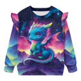 thumbnail image 5 of Yuyamidu Galaxy Dragon Sweatshirt Girls 1T-2T Long Sleeve Ruffle Shoulder Crewneck Sweatshirts Pullover Tops Y2K Outfits Soft Cozy Everyday Clothes for Fall, 5 of 8
