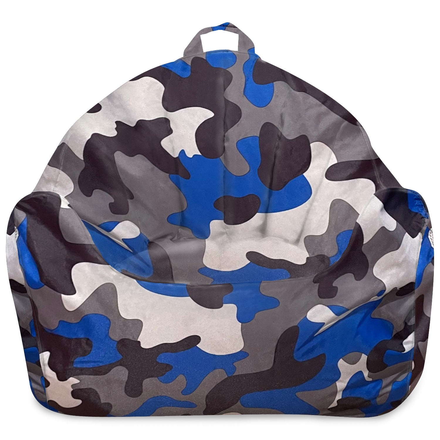 Posh Creations Structured Comfy Bean Bag Chair, Malibu Lounge, Nylon - Camo Blue and Brown