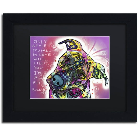 Trademark Fine Art "I'm a Pit Bull" Canvas Art by Dean Russo, Black Matte, Black Frame