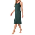 thumbnail image 4 of INSPIRE CHIC Womens Sleepdress Satin Sleeveless Double Spaghetti Strap Criss Cross Back Sexy V Neck Midi Lounge Nightgown XL Green, 4 of 6