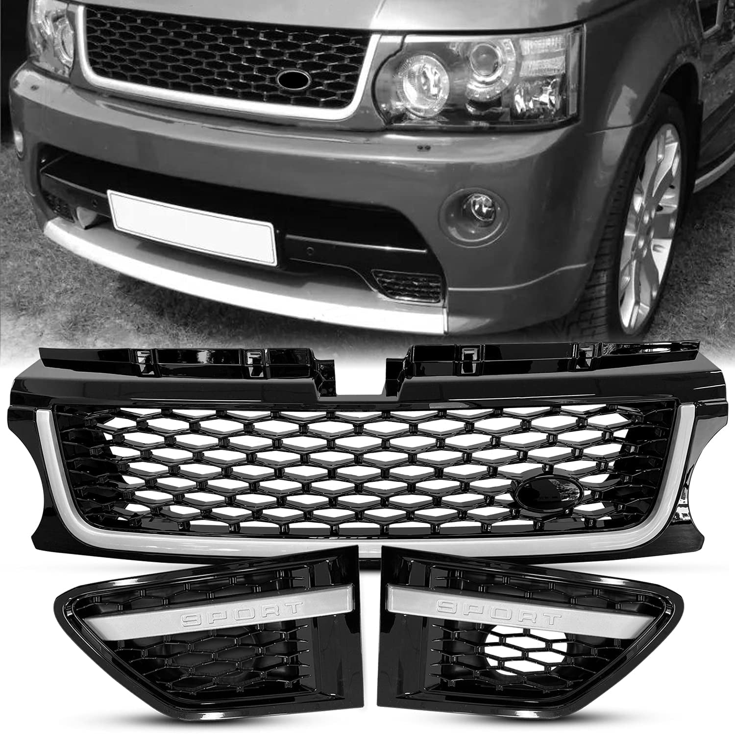 LAND ROVER DISCOVERY LR4 FRONT GRILLE CHROME FRAMED SILVER CENTRE MESH 