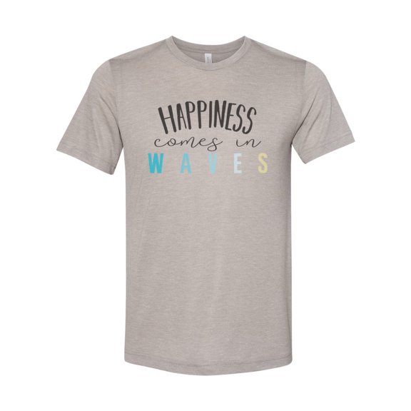 "Beach Shirt, Happiness Comes In Waves, Happiness T, Unisex, Sublimation T, Soft Bella Canvas, Vacation Shirt, Gift For Her, Beach Girl, Sea, Heather Stone, LARGE"