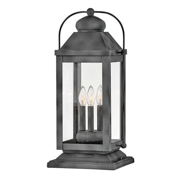 3 Light Large Outdoor Low Voltage Pier Mount Lantern in Traditional Style 11 inches Wide By 23.5 inches High-Aged Zinc Finish-E26 Medium Vintage Lamp