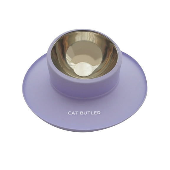 Anti Slip Pet Water Bowl,Spill Resistant Cat Dish,Stainless Steel Dog Bowl with Silicone Base,Stable Non Skid Feeder for Large Dogs,Small Pets,Indoor Outdoor Use,Free Feeding Solution(5.5Inch,Purple)