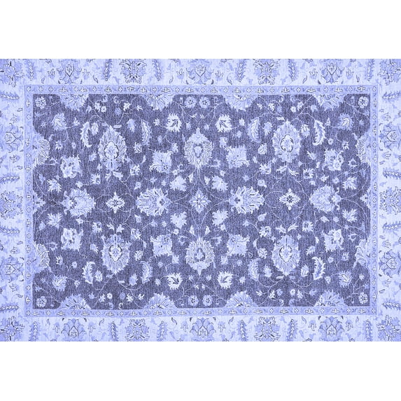 Ahgly Company Machine Washable Indoor Rectangle Oriental Blue Traditional Area Rugs, 6' x 9'
