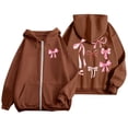 thumbnail image 4 of Sweat à Capuche Décontracté à Manches Longues avec Poche Zippée et Cordon de Serrage pour Femmes, 4 of 6