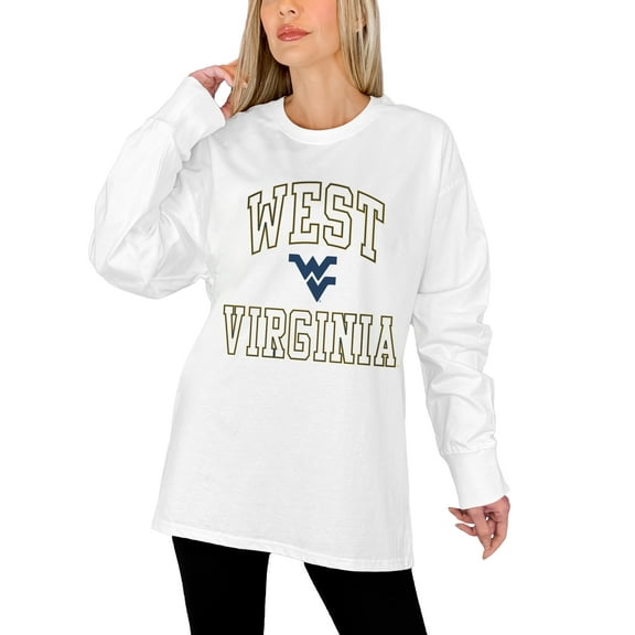 Women's Gameday Couture White West Virginia Mountaineers Mind Games Oversized Long Sleeve T-Shirt