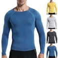 thumbnail image 2 of ZCFZJW Mens Athletic Long Sleeve Shirts Fall Winter Warm Midweight Thermal Running Shirt Crewneck Moisture Wicking Sport Baselayer Tops Blue L, 2 of 7
