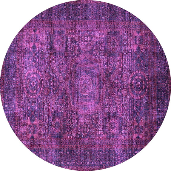 Ahgly Company Indoor Round Abstract Purple Modern Area Rugs, 7' Round
