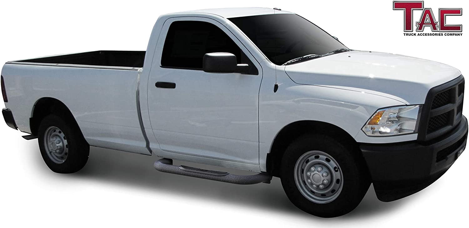 TAC Side Steps Fit 2009-2018 Ram 1500 Regular Cab|2010-2025 Ram 2500/3500/4500/5500 Regular Cab Truck Pickup 3” Texture Black Running Boards Nerf Bars 2pcs