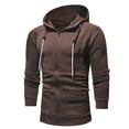 thumbnail image 1 of Sweat à Capuche Homme Couleur Unie Ample Mode Décontractée Manches Longues Fermeture Éclair, 1 of 9