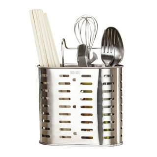 Small Square Stainless Steel Perforated Cutlery Basket Sink Rack Storage  Silver by Stopia