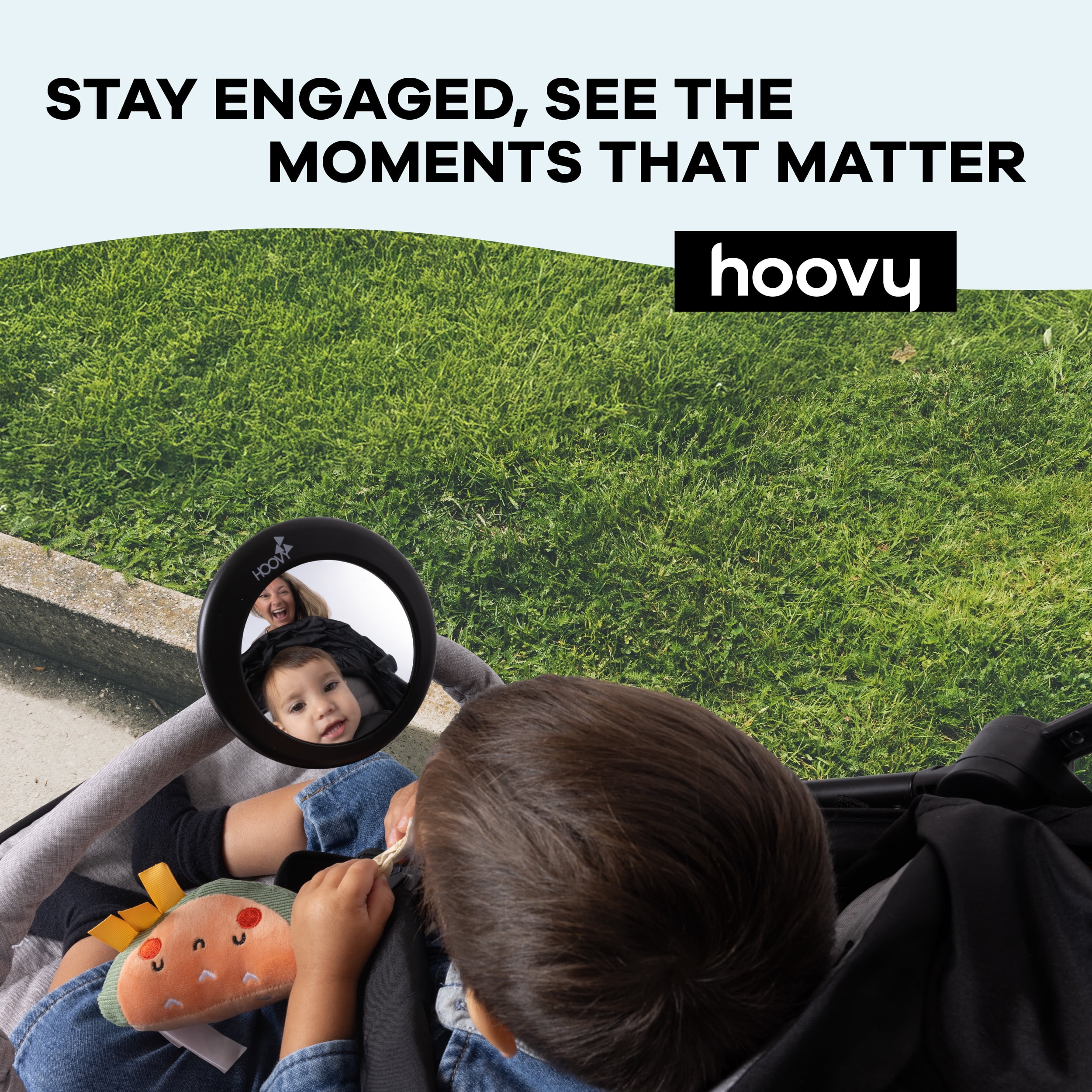 Hoovy Stroller Mirror for Infants and Toddlers, Black, Universal Fit
