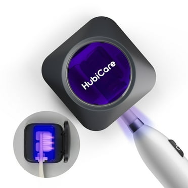 HubiCare UV-C Toothbrush Cleaner, Disinfector, Portable Toothbrush Cover, Holder, and Travel Case for Any Size Toothbrush (Black)